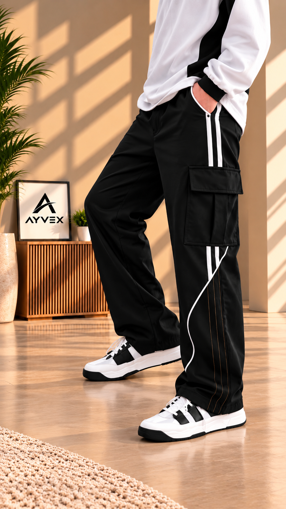 AYVEX Men's Premium Utility Cargo Trousers – Black