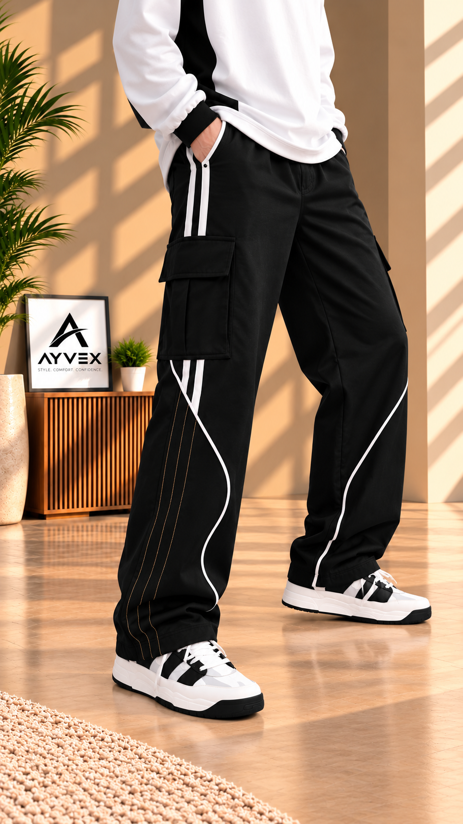 AYVEX Men's Premium Utility Cargo Trousers – Black