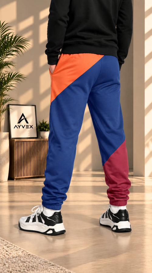 AYVEX Men's Premium Colorblock Jogger Trousers – Royal Ember
