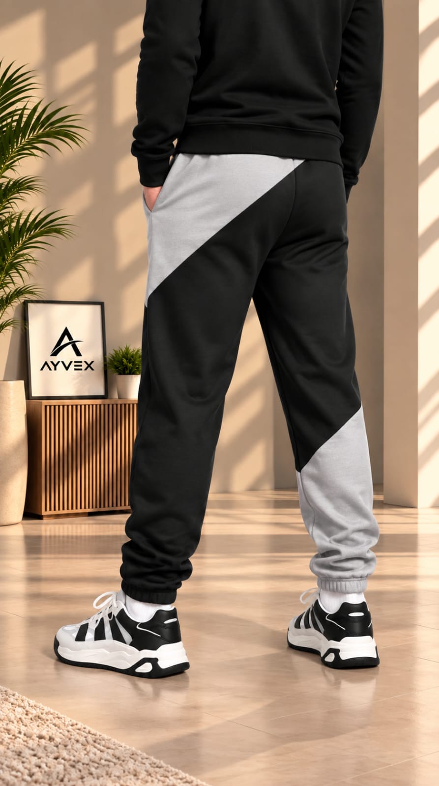 AYVEX Men's Premium Colorblock Joggers – Shadow Grey