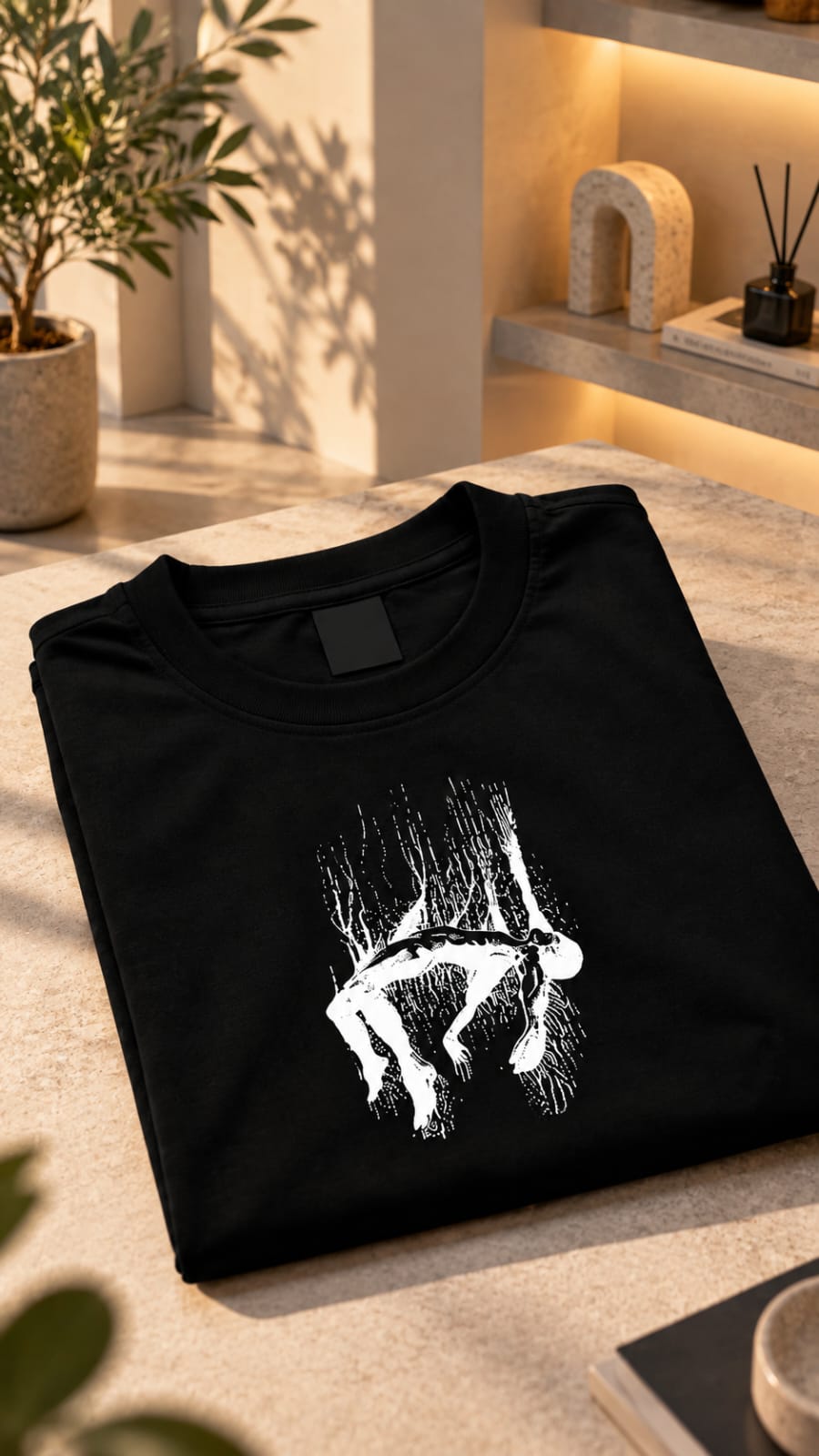 AYVEX Men's Graphic Oversized T-Shirt – Falling Figure Black