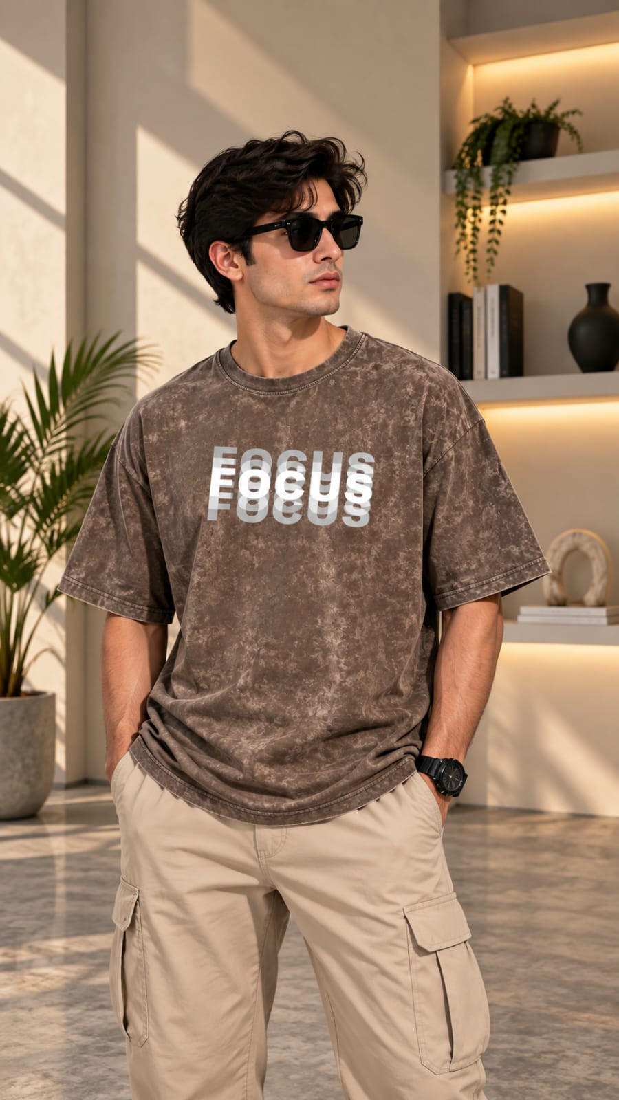 AYVEX Men's Premium Washed Graphic T-Shirt – Focus Brown