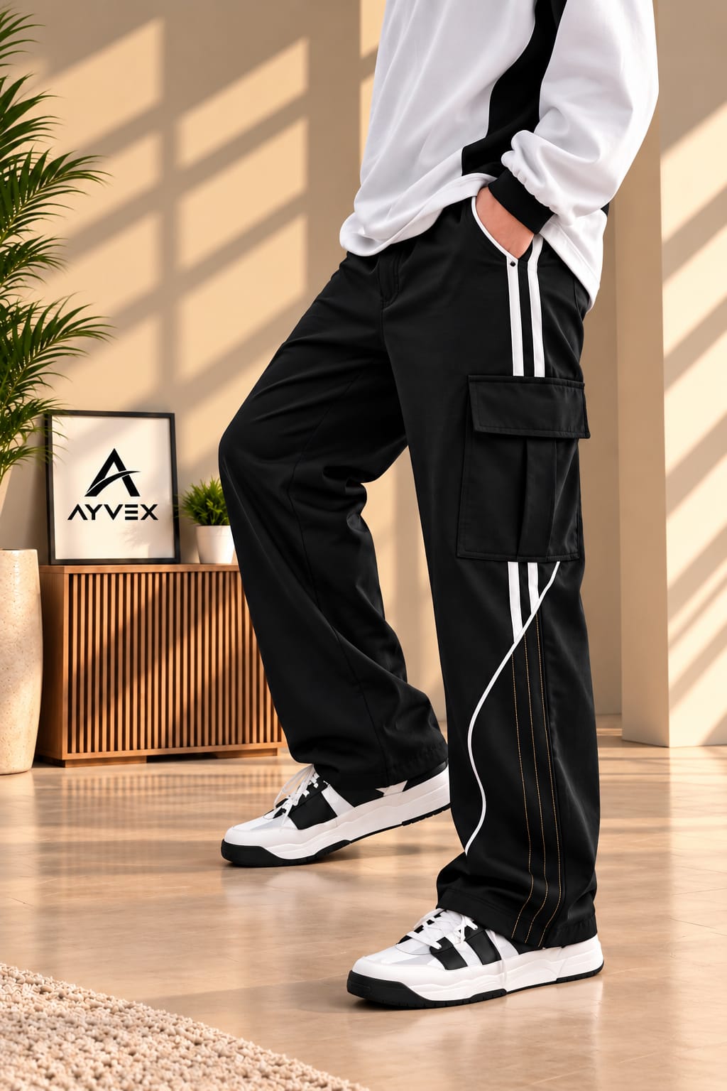 AYVEX Men's Premium Utility Cargo Trousers – Black