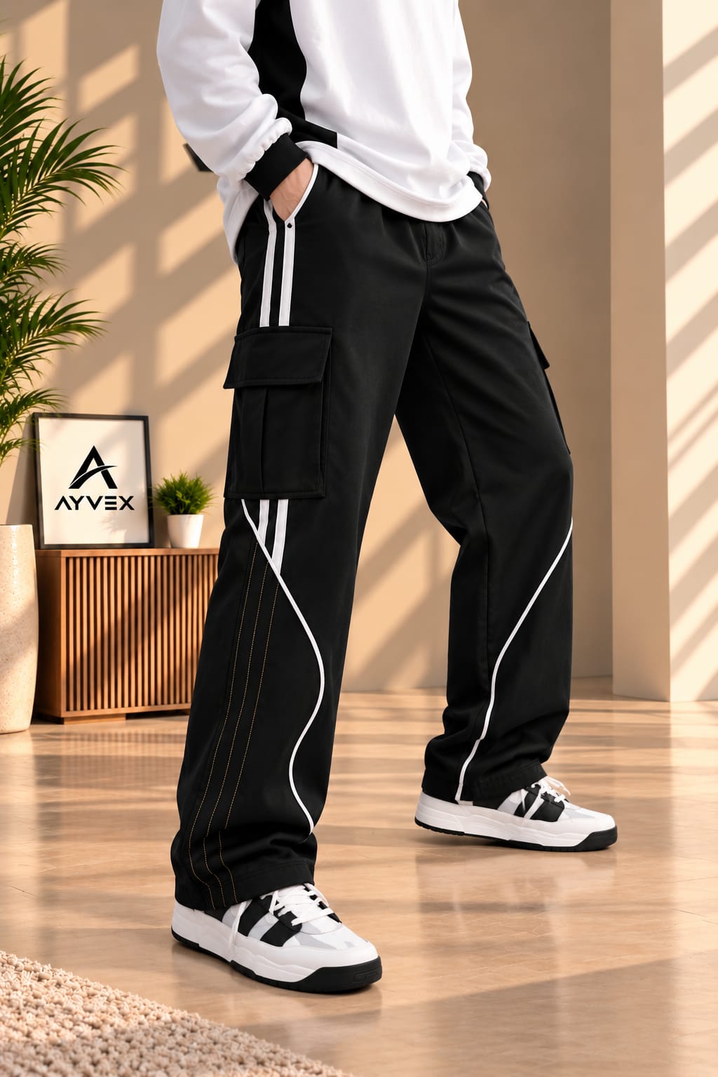 AYVEX Men's Premium Utility Cargo Trousers – Black