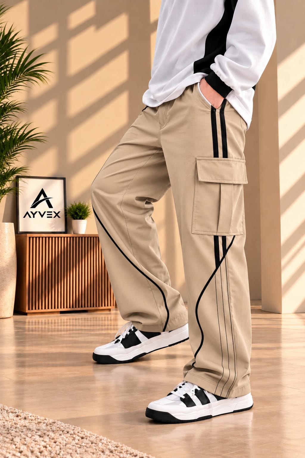 AYVEX Men's Premium Utility Cargo Trousers – Beige