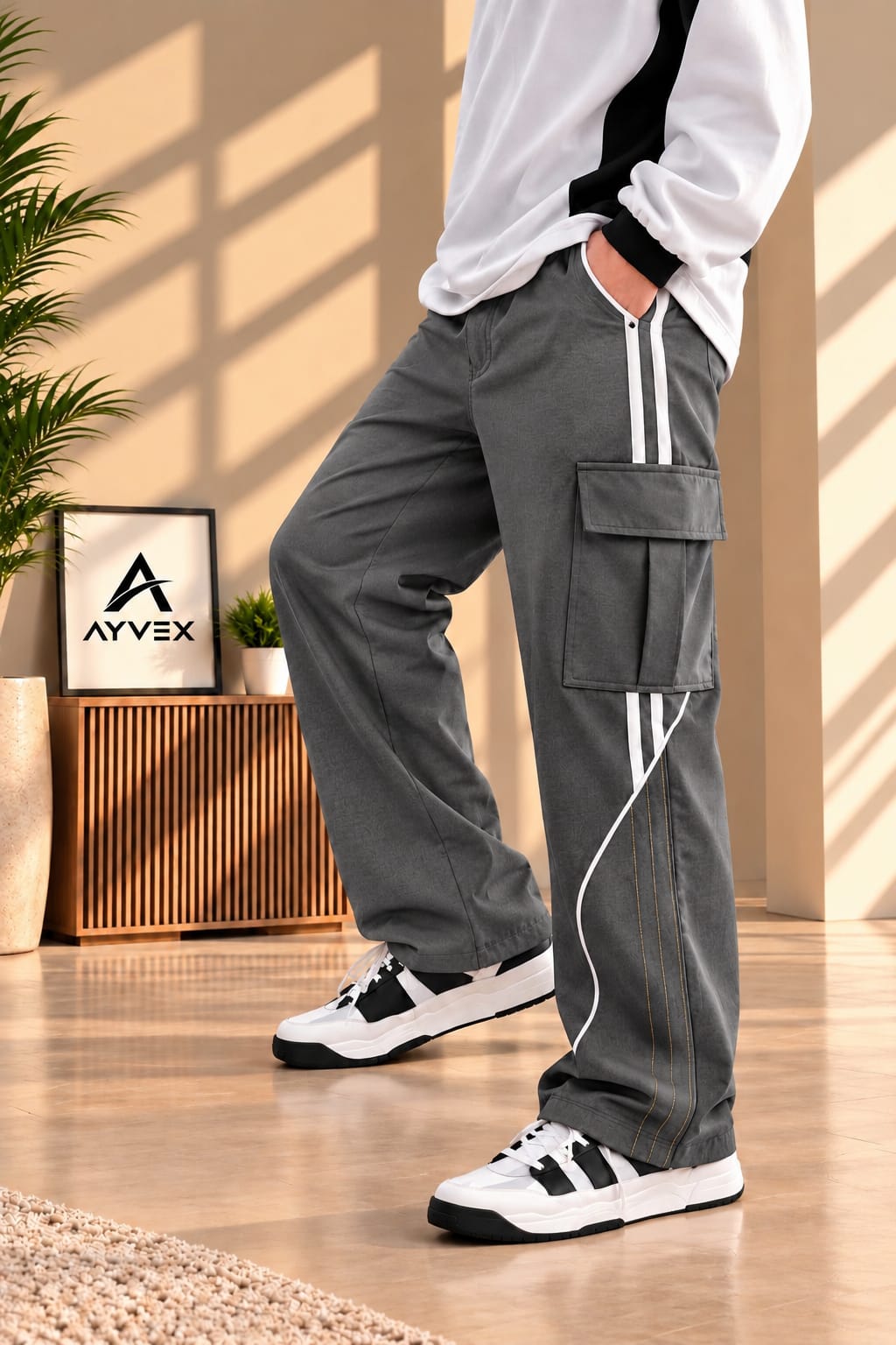 AYVEX Men's Premium Utility Cargo Trousers – Grey