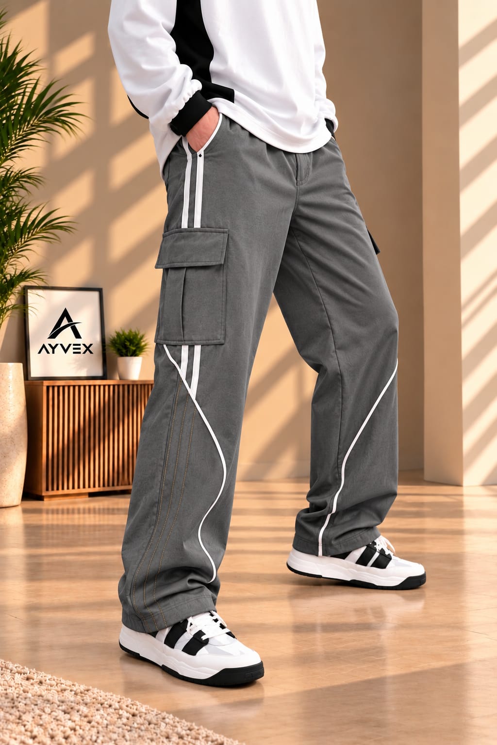 AYVEX Men's Premium Utility Cargo Trousers – Grey