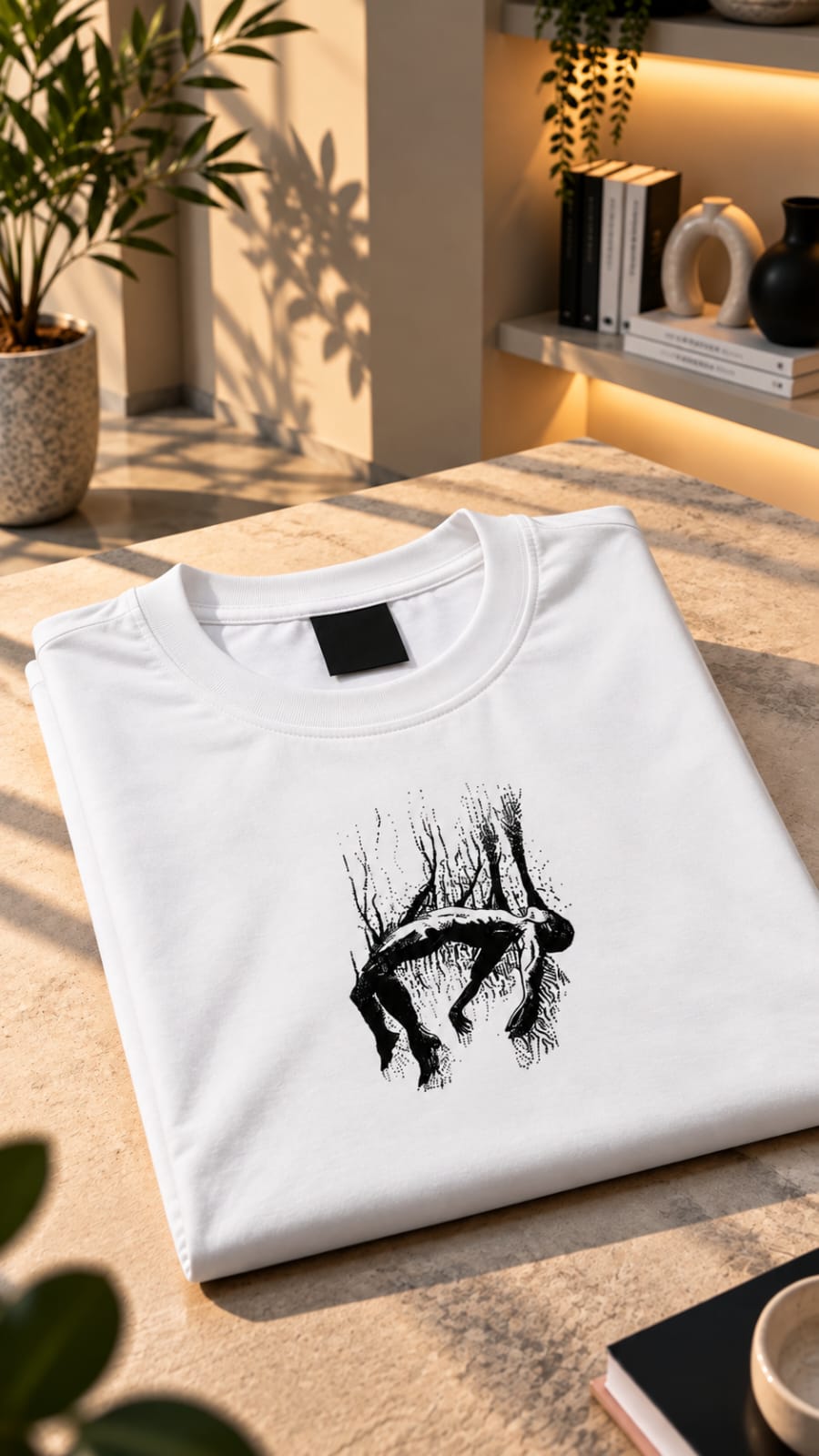 AYVEX Men's Oversized Graphic T-Shirt – Falling Figure White