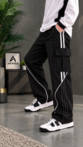 Ayvex Premium Black Stylish 3 Stripes Cargo Trouser